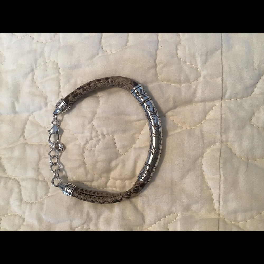 Brighton animal print leather and silver bracelet.